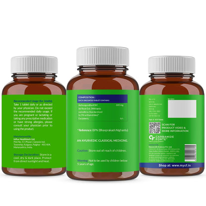 Carbamide Forte Ashwagandha KSM66 600mg - 60 Tablets I KSM 66 Ashwagandha Tablets for Men & Women | Supports Stress Management & Muscle Recovery