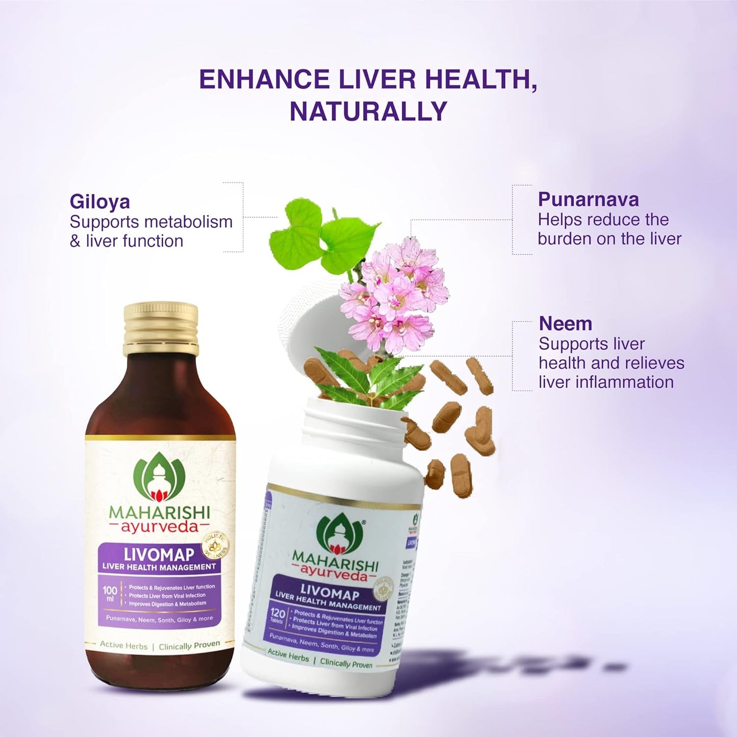 Zephivo Maharishi Ayurveda Liver Care and Liver Support Supplement tonic | Livomap Syrup Protects and Rejuvenates the Liver Function | Clinically Tested | 200mL
