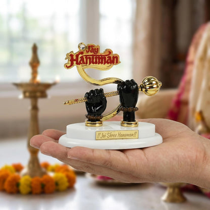 Hanuman Gada Showpiece for Car Dashboard – Jai Hanuman Decorative Idol with Gada, Spiritual Dashboard Decor for Home Temple, Office Desk, Vastu Gift Item