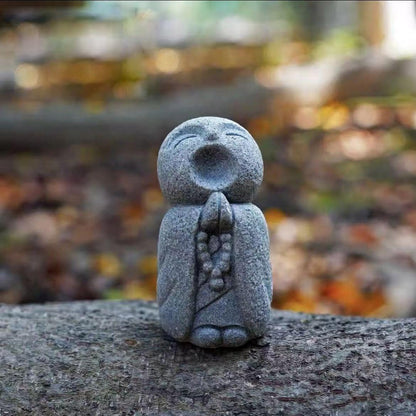 Street27® 3pcs Japanese Monk Statue Praying Zen Sandstone Mini Baby Buddha Idol Figurine for Wealth Good Luck Bosatsu Feng Shui Home Décor Showpiece for Fish Tank Aquarium Office Desk Car Decoration
