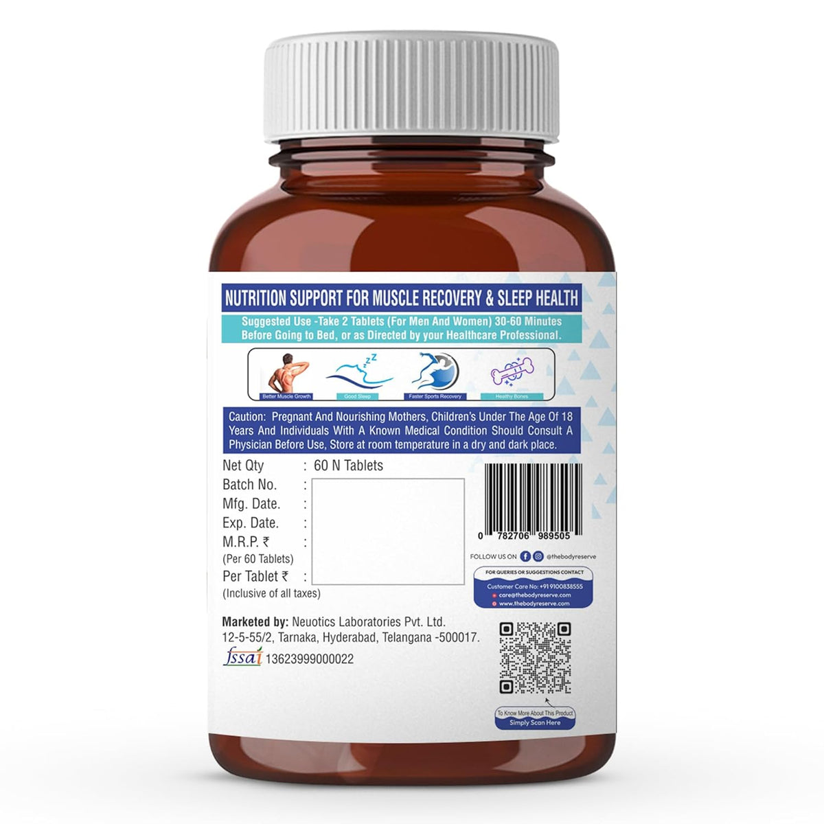 Supplement bottle with label on a white background