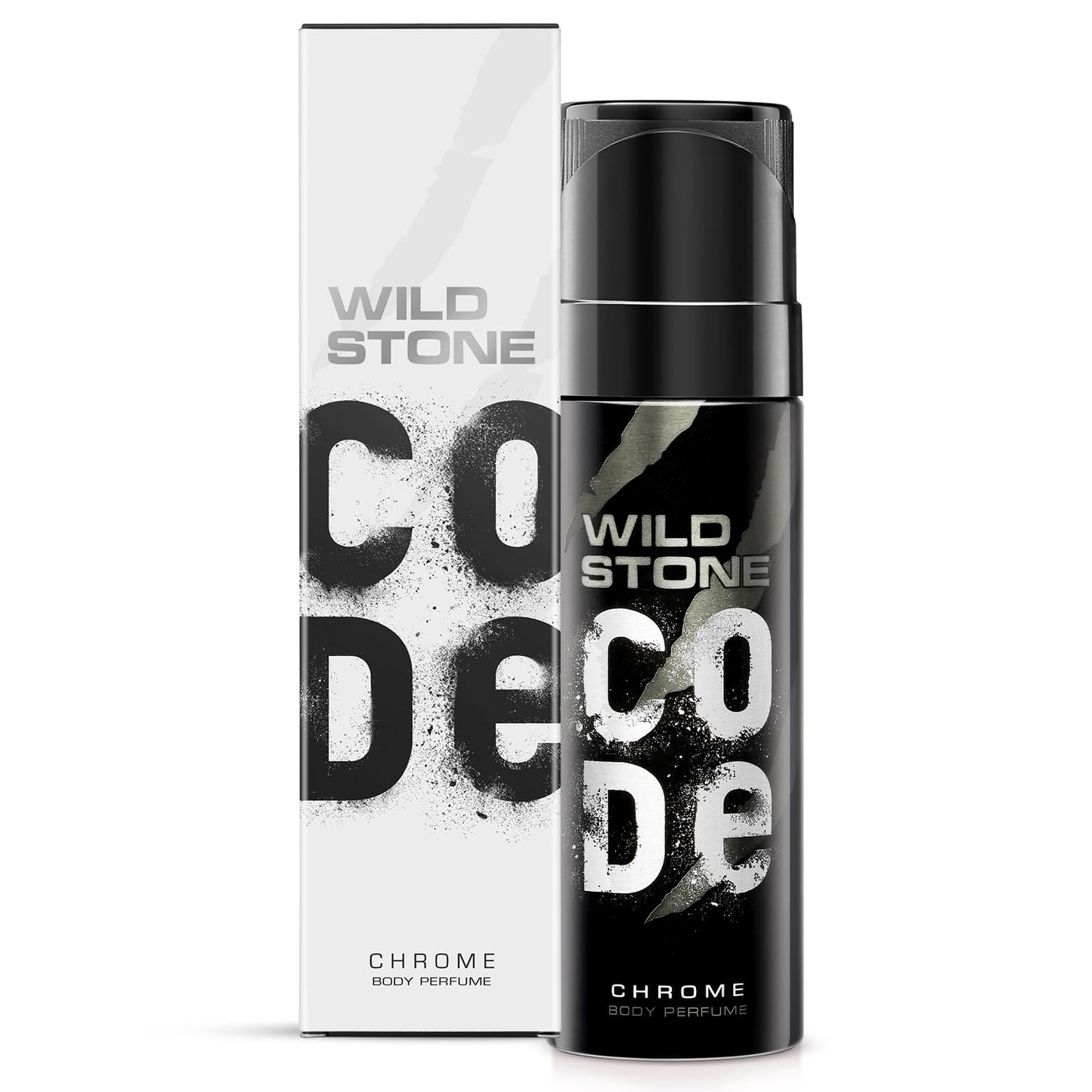 Wild Stone Code Chrome body perfume with packaging on a white background