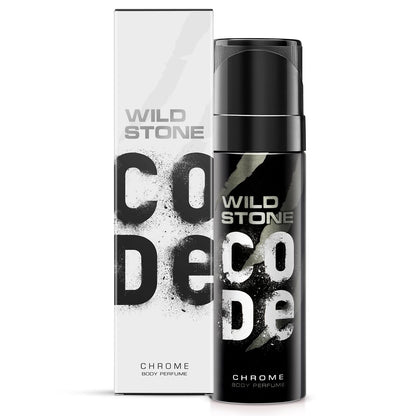 Wild Stone Code Chrome body perfume with packaging on a white background