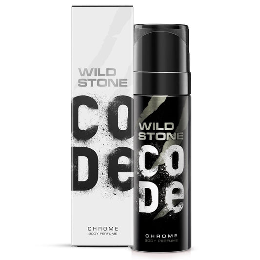 Wild Stone Code Chrome body perfume with packaging on a white background
