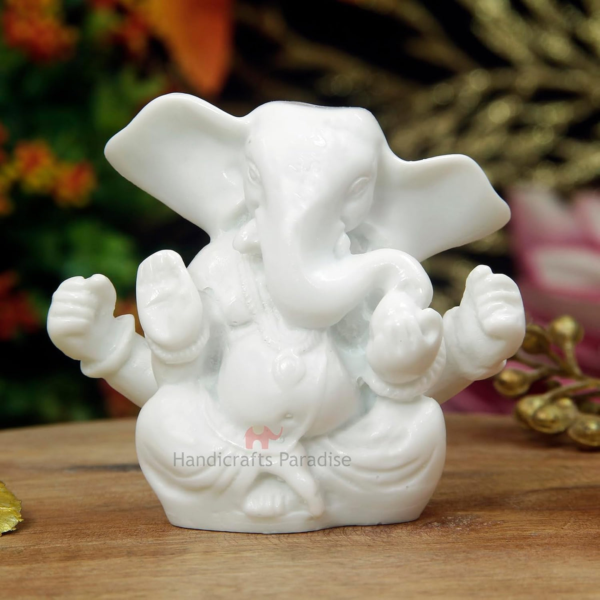 Paradise Handcrafted White Marble Lord Ganesha Idol, Natural Marble Ganesh Murti for Home Temple, Pooja Mandir, Office Desk, Home Décor & Auspicious Gift 2.75 Inch Height