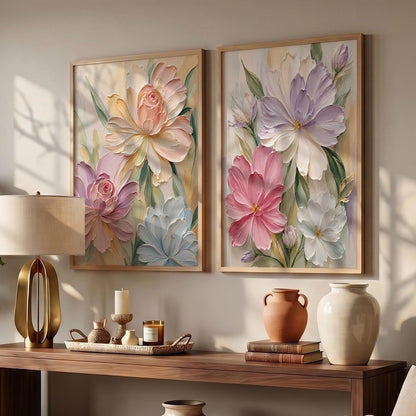 Aesthetic Boho Art Home Decoration | Boho Paintings With Frame For Living Room Bed Room Hotel Wall Decor Digital Reprint Set of 2 (13X17)