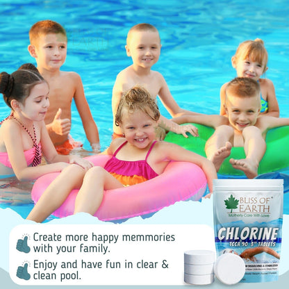 Bliss of Earth Chlorine Tablets for Water Tank - for Clean & Clear Swimming Pool, Kills Bacteria & Stops Algae, Pool Disinfectant 5 Japanese Chlorine Tablets - 1000gm