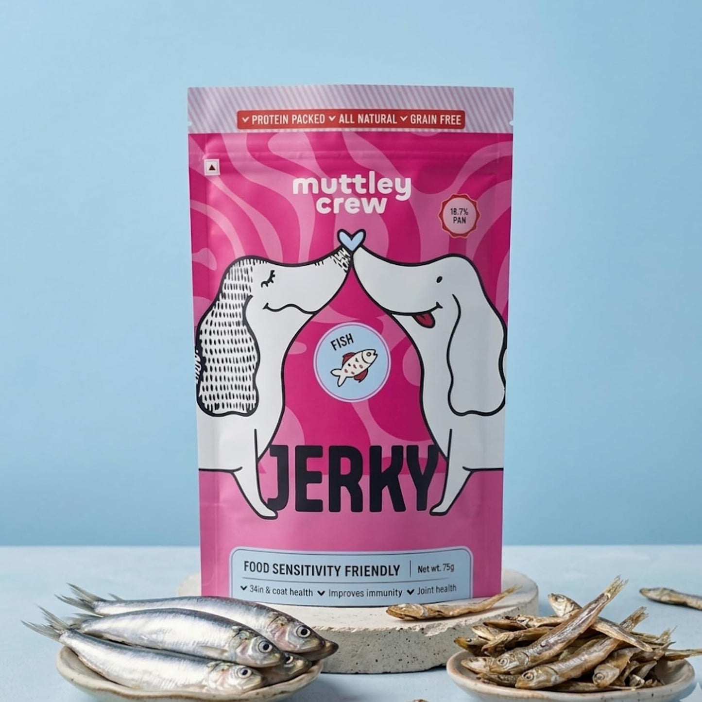 Muttley Crew Fish Dog Jerky with Real Fish | Healthy Adult Dog Treats for Easy Digestion | All Natural (75 Gram)