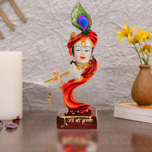 THE SACRED GIFTS Lord Krishna Flute Hand Statue, Krishna Statue for Griha Pravesh Gift, Home Decor showpiece, Pooja Room, Temple, Office (Pack of 1)