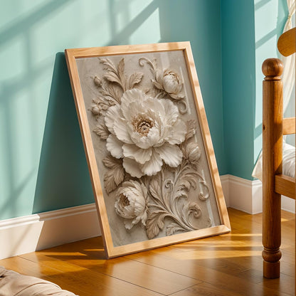 Floral Botanical Wall Painting with Frame | Premium Textured Flower & Leaf Artwork, Pastel Nature Wall Decor Framed for Living Room Bedroom Office and Home Decoration (Art-6,13x19inch)