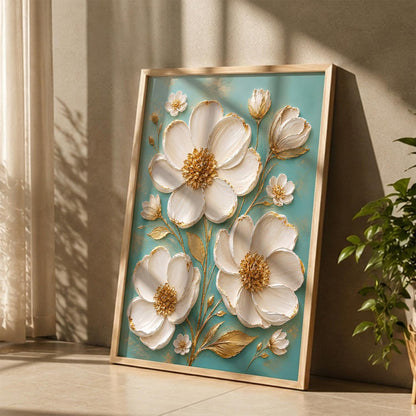 Floral Wall Art Home Decoration | Aesthetic Floral Paintings With Frame For Living Room Bed Room Hotel Wall Decor Digital Reprint Set of 1 (14X20)