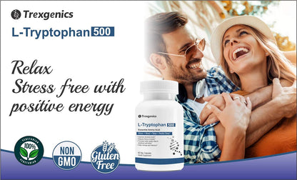 Trexgenics L-TRYPTOPHAN 500mg Essential amino acid, Stress, Mood, Relax, Restful Sleep Support (60 Vcaps) (1)