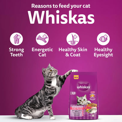 Whiskas Adult (1+ Years) Dry Cat Food, Catla Fish Flavour, 1.2 kg, Powered with 40 Essential Nutrients, Complete & Balanced Nutrition for Adult Cats