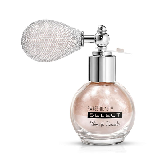 Swiss Beauty Select Born To Dazzle Glitter Spray | Pearlescent Particles | Multidimensional Shine | High-Impact Glow | Lightweight & Blendable | Gentle On The Skin | For Body & Hair | Shade- Hollywood Glam, 5gm