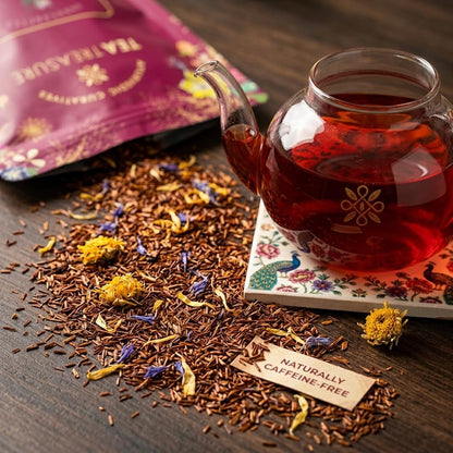 Tea Treasure South African Rooibos Red Tea 100gm, Caffeine Free, Rich Antioxidant, Helps Diabetes, Blood Sugar Control, Improves Skin & Heart Health, Boosts Immunity