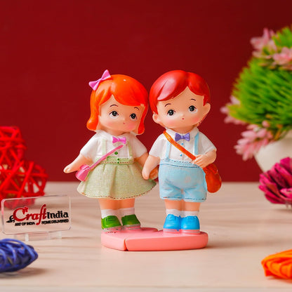 eCraftIndia Little Boy and Girl Walking To School Lovely Miniature Statue Zuzy Almond Chocolates Gift Box Valentine Gift For Girlfriend Boyfriend Husband Wife Her Him