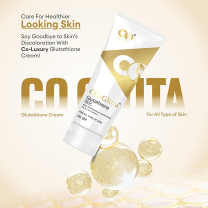CO LUXURY Glutathione Skin Cream with Kojic Acid & Vitamin C | Reduce Dark spots & Hyperpigmentation | Glutathione Cream for Men & Women, 30gm