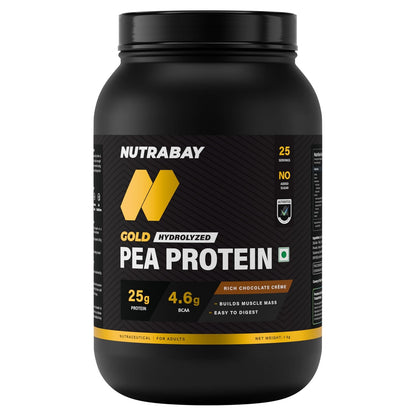 Nutrabay Gold Hydrolized Pea Protein container on a white background