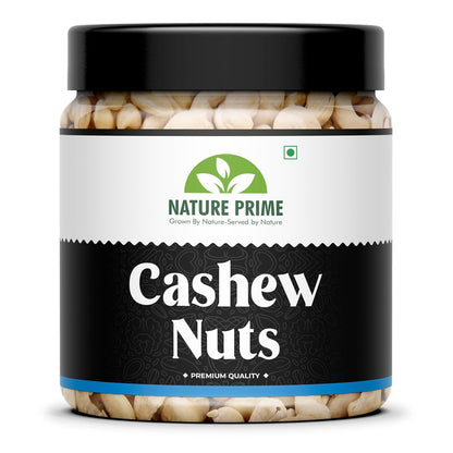 Nature Prime 100% Natural & Crunchy Premium Whole Cashews 500gm (W320) Nutritious & Delicious Nuts, Premium Kaju nuts | Gluten Free | Source of Minerals & Vitamins | Dry Fruits (Jar Pack)