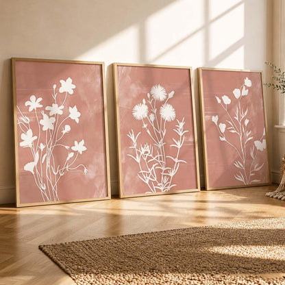Botanical Art Home Decoration Painting | Floral Paintings With Frame For Living Room Bed Room Hotel Wall Decor Digital Reprint Set of 3 (13X17 inch)