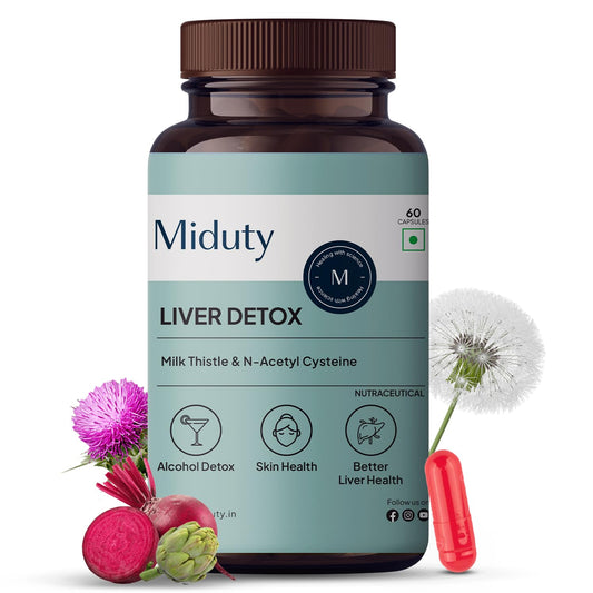 Zephivo Miduty Palak Notes Liver Detox Supplement Milk Thistle Natural Body Detox & Digestive Enzymes- Fit Health Fatty Liver Care - Supports Fatty Liver, Natural Detoxification Formula - 60 Capsules