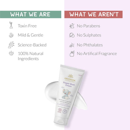 AreoVeda Diaper Rash Cream (50 gm), Suitable for newborns & babies, 15% Zinc Oxide, Prevents & Soothes Rashes from Day 1, Relieves Itchiness & Discomfort