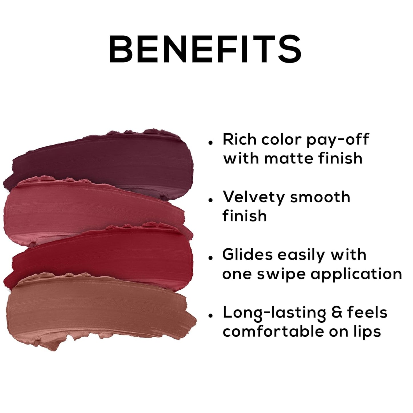 RENEE Very Matte - Pack of 4 Matte Lipsticks, Intense Color Pay Off, Full Coverage Long Lasting Weightless Velvety Formula
