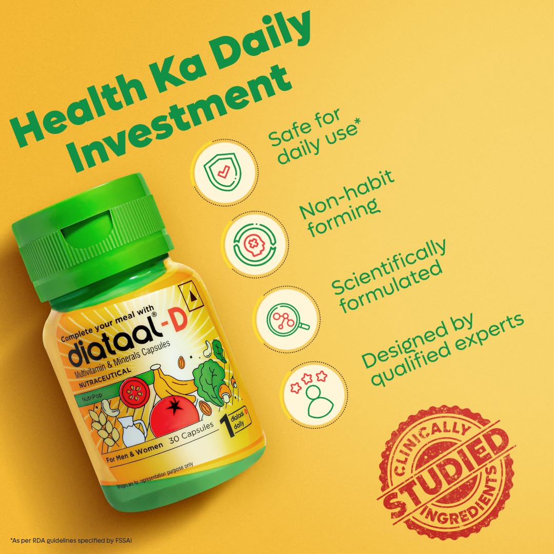 D Multivitamin with added vit. D & ALA | Sustained Energy I Strong Bones I Immunity I Heart Health | Health, Fitness & Wellness Supplement | 30 Capsules | For Men and Women