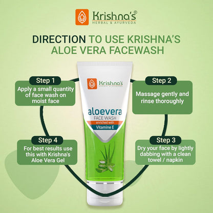 Krishna's Aloe Vera Face Wash - 100 ml | Softening & Supple Face Wash for Daily Use with Goodness of Aloe Vera