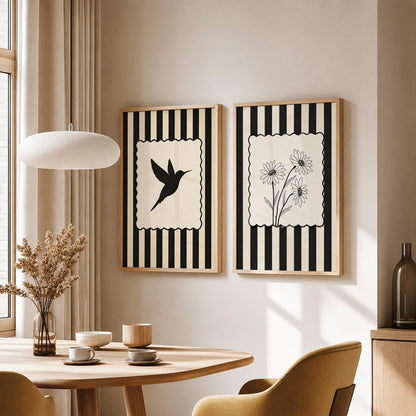 Black & White Wall Art Set of 2 | Botanical Décor (DGN01-Natural10x13 inch)