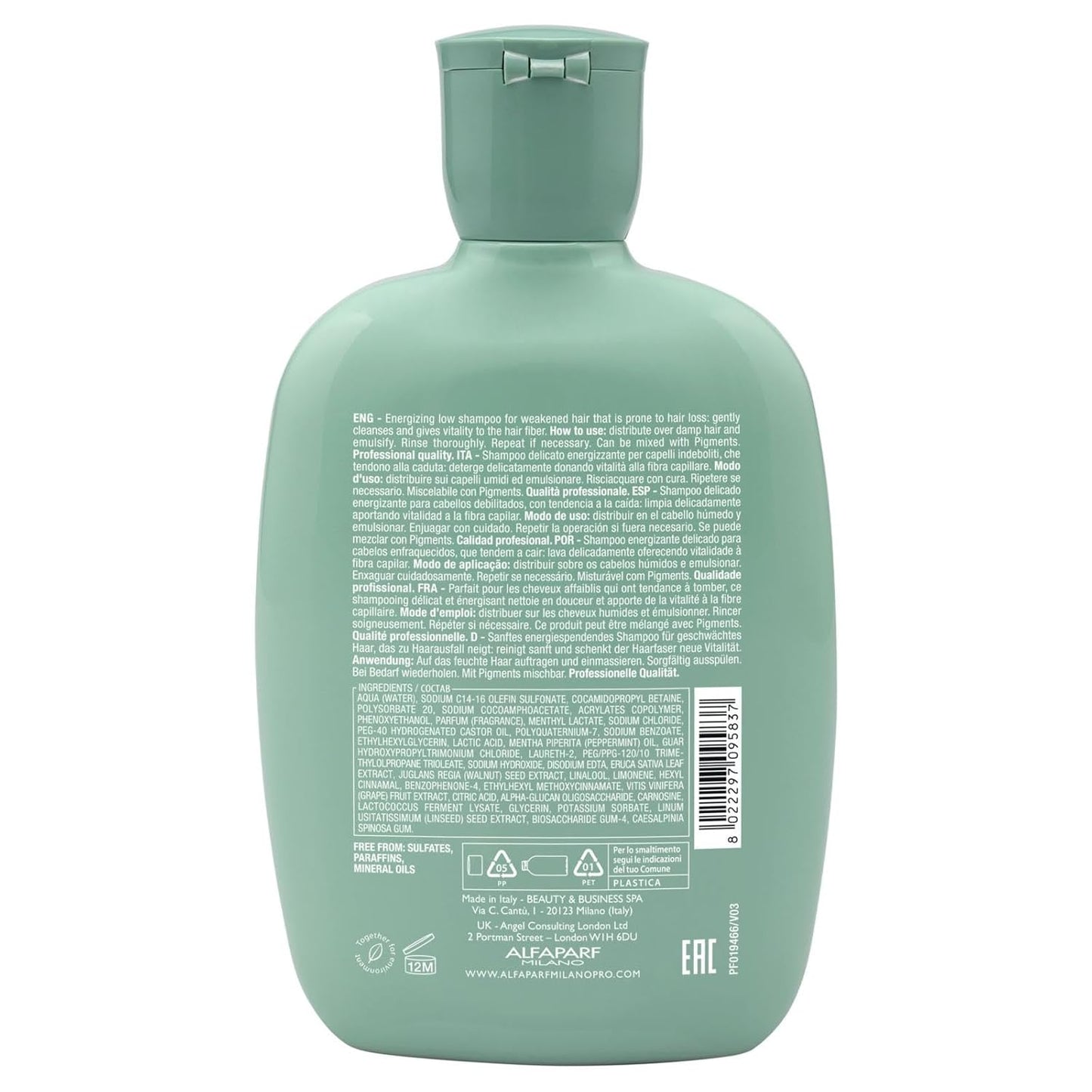 ALFAPARF MILANO Scalp Advanced Density Advanced | For Thinning Hair | With Omega Renew Energizing Shampoo for Thinning Hair - Strengthens, Redensifies, and Stimulates Hair Fiber - Anti-Hair Fall and Hair Loss-250ml