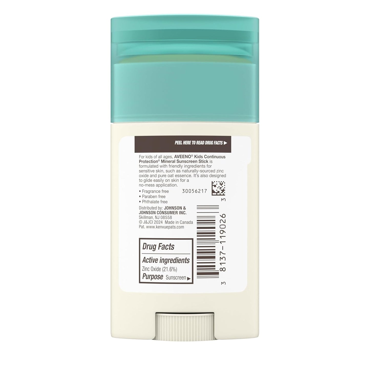 Aveeno Kids Continuous Protection Mineral Sunscreen Stick Spf 50 For All Skins, 42G