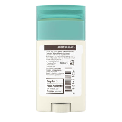 Aveeno Kids Continuous Protection Mineral Sunscreen Stick Spf 50 For All Skins, 42G