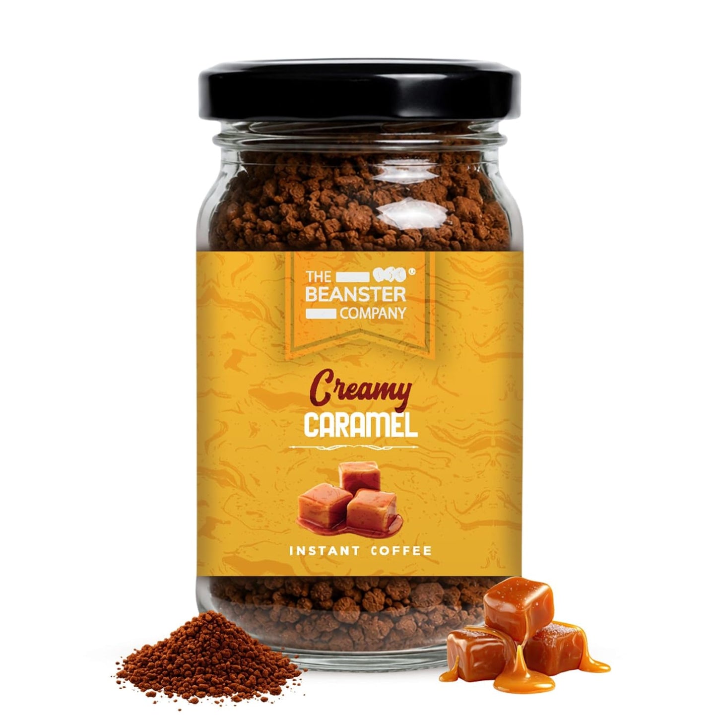 The Beanster Company Instant Caramel Coffee, Flavoured Coffee, 50g