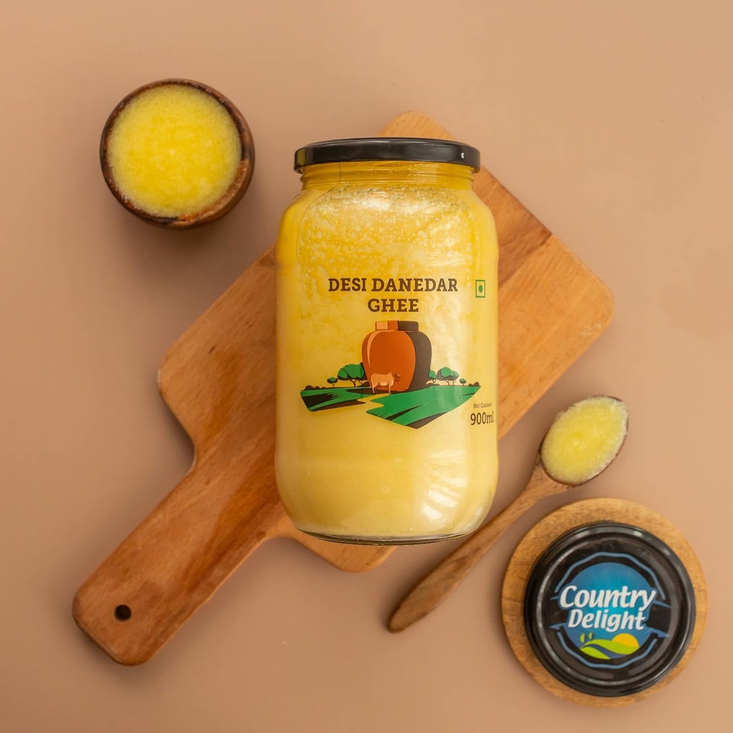 Country Delight Cow Ghee | 100% Pure Desi Danedar Cow Ghee, 900 ML (Single Pack) - Naturally Aromatic with a Unique Granular Texture