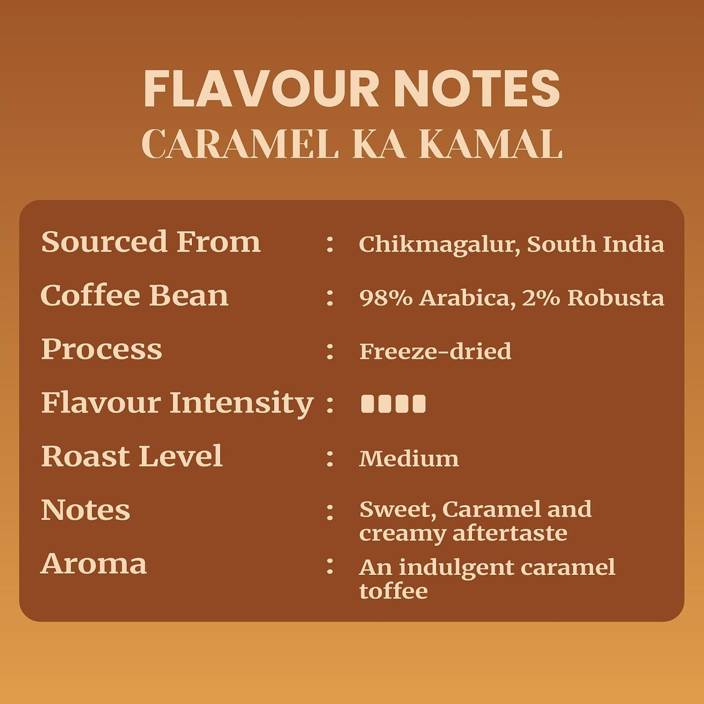 Impulse Coffees - Caramel Flavoured Instant Coffee Powder | Premium Freeze Dried Arabica Caramel Coffee Powder | Smooth Instant Coffee, Hot & Cold, 50g
