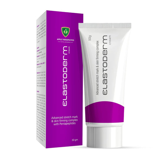 APPLE THERAPEUTICS Elastoderm Stretch Marks Cream To Reduce Stretch Marks | India's Leading Prescription Brand Safe For Pregnancy Stretch Marks & Scars For All Skin Types | Peptides & Vitamins | 50Gm