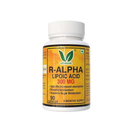 VITARUHE® R-Alpha Lipoic Acid, high Dosage, 300 Mg Per Capsule, Vegan, 3 Month Treatment, Natural Form Of Thioctic Acid, Quality Product, Bioactive dietary supplement without unnecessary additives