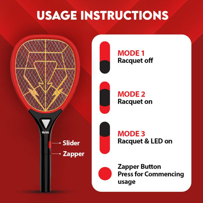 Mortein Advanced Anti-Mosquito Racquet | Mosquito Bat | Electric Fly Swatter | Mosquito Killer Racket | Bat to Hit Mosquito, Multicolor