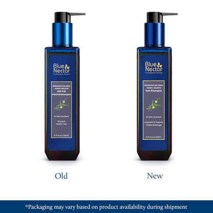 Blue Nectar Anti Hair Fall Shampoo with Amla, Honey and Mulethi, Paraben and Sulfate Free Shampoo for Women and Men (10 Herbs, 200 ml)