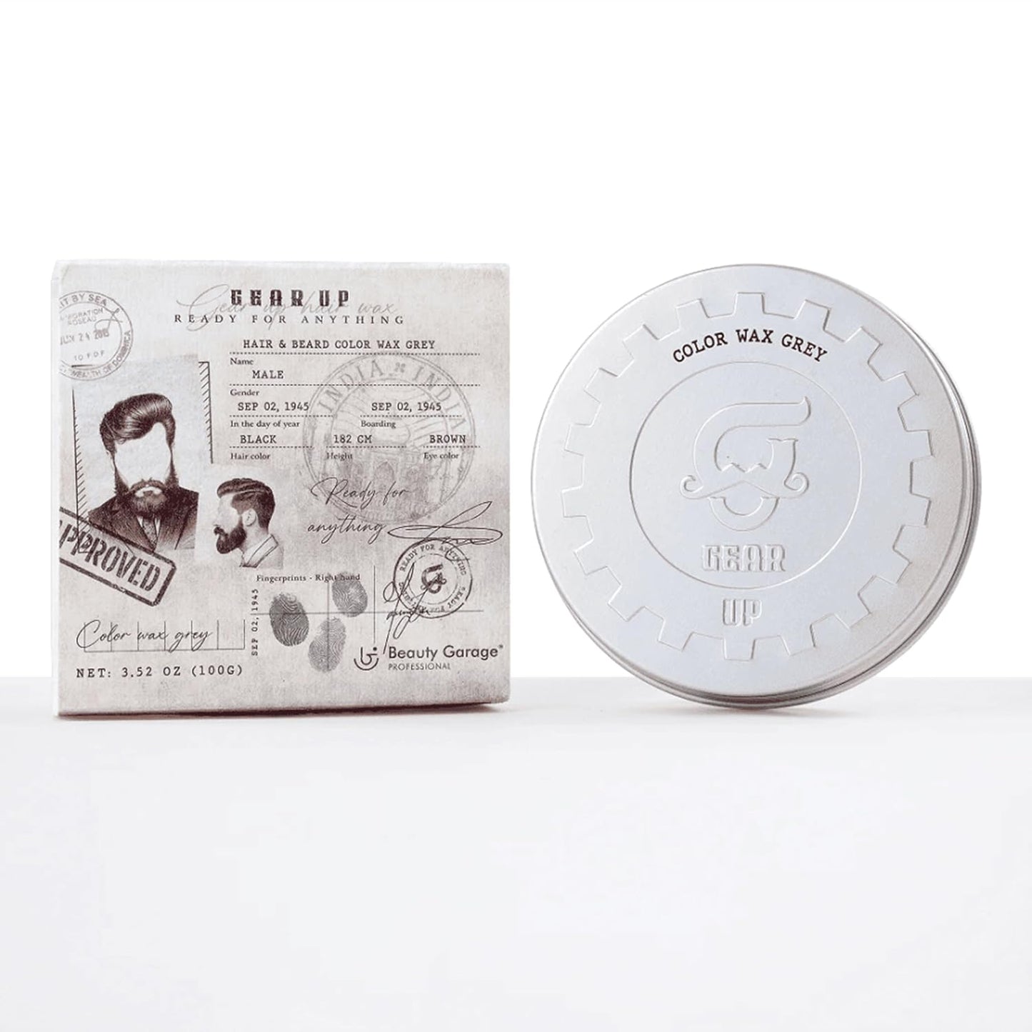 Beauty Garage Gear Up Hair & Beard Grey Color Wax 1-Day Color & Hold | Enriched with Avocado & Olive Oil, 100g