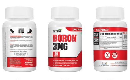 NutriJa Boron 3MG Supplement as Boron Citrate/Aspartate/Glycine Complex in each Serving - 60 Capsules