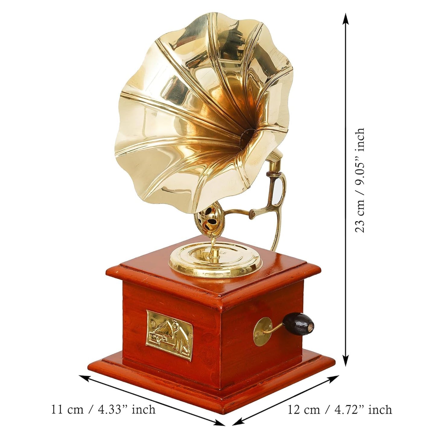 JaipurCrafts Premium Sparkle Square Gramophone Showpiece - 23 cm (Brass, Brown, Gold) (Black, Gold) (Brown, Gold)