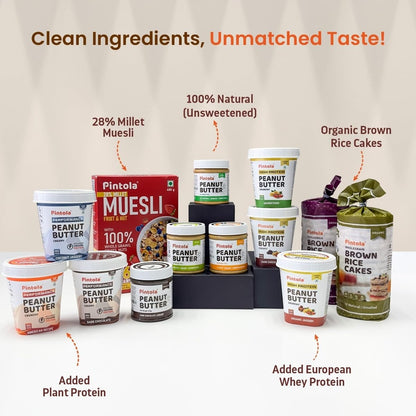 Pintola All Natural Peanut Butter Creamy 350g | Smooth | Unsweetened | 30g Protein | Gluten & Cholesterol Free, Vegan Peanut Butter, Nut Butter, High in Protein Spread, 100% Roasted peanuts butter