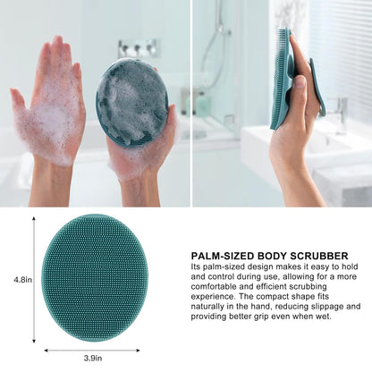 KROYWEN Soft Silicone Back Scrubber Long Handle Bath Brush + Body Scrubber Bath Brush + Scalp Massager for Hair + Face Scrubber Brush, Combination Combo, Super-Exfoliating & Lathering Body Scrubber, Shower Brush (7 Pcs Combo)