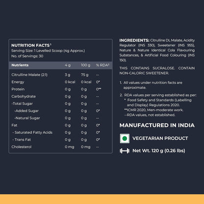 Nutrition facts and ingredients label on a dark background