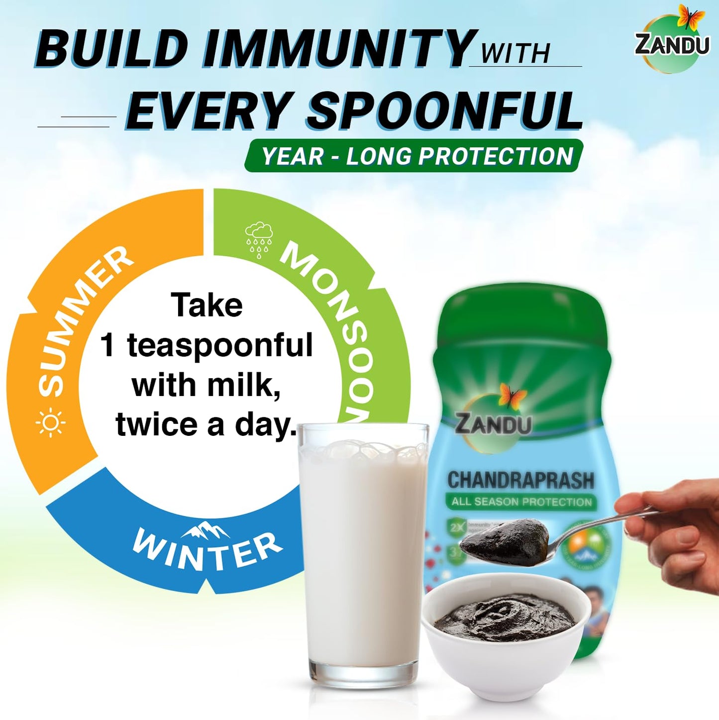 Zandu Chandraprash-450g|All Season Protection - Scientifically Proven to Boost 2X Immunity*|Blend of Chyawanprash Herbs & Heat Balancing Herbs- 37 Ayurvedic Ingredients|With Jaggery, No Refined Sugar