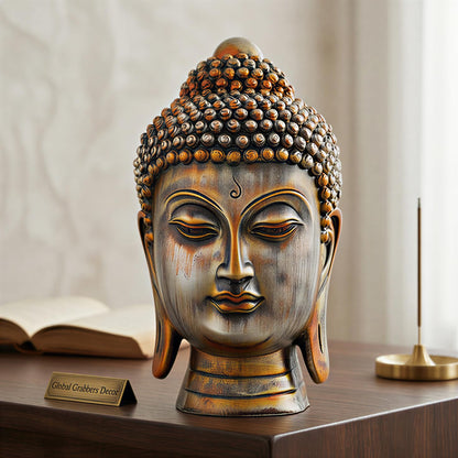 Buddha Idol Statue | Show Pieces for Home Decor Living Room (Antique Orange)