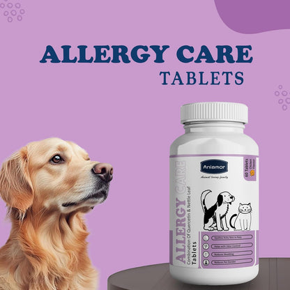 Aniamor Allergy Care Tablet for Dogs and Cats|Skin and Coat|Pets Supplement|All Life Stage|60 Tablets Bottle
