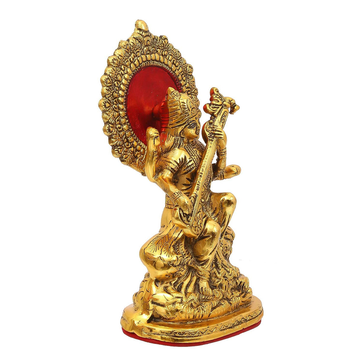 Premium Gold Plated Saraswati Idol Murti Statue for Home and Pooja Decor| Saraswati Murti for Gift, 33 x 13 Centimeters